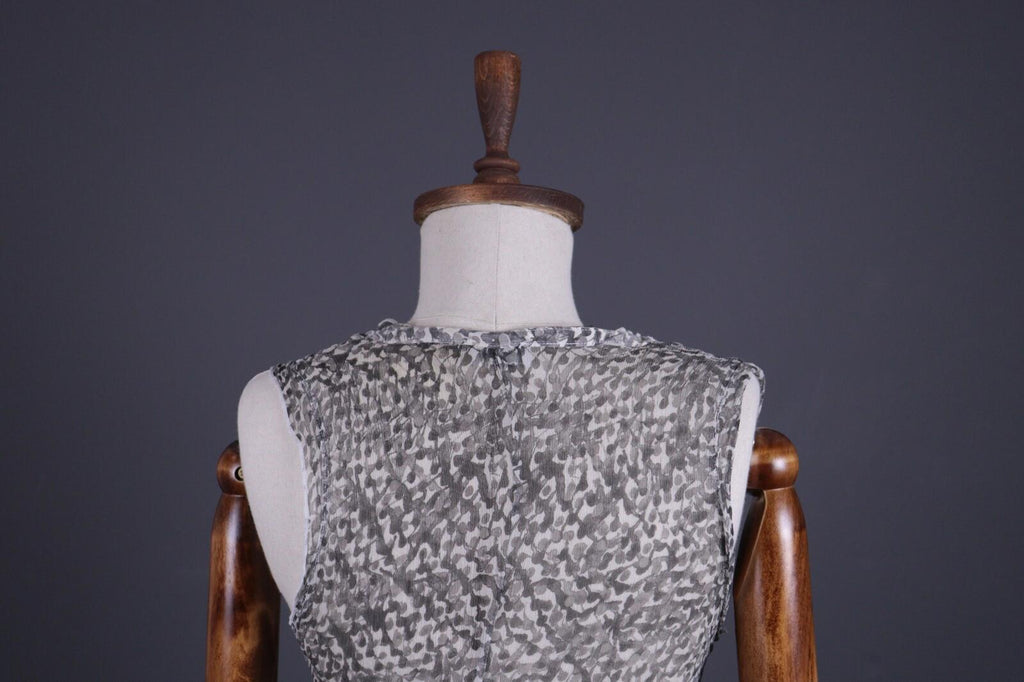 TRANSIT PAR SUCH Gray Silk Abstract Sleeveless Mesh Tank Top – Size M