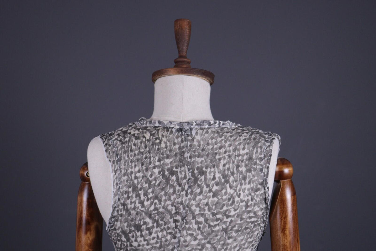 TRANSIT PAR SUCH Gray Silk Abstract Sleeveless Mesh Tank Top – Size M