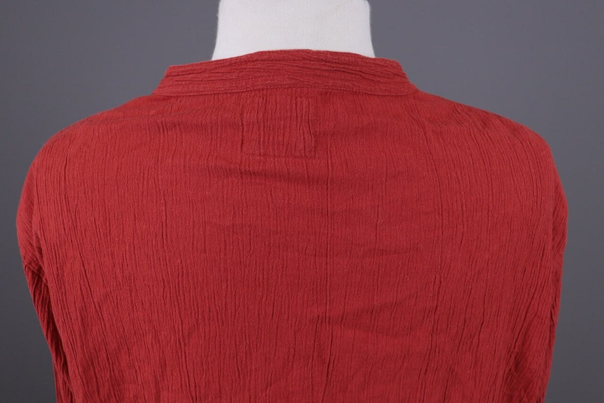 Gudrun Sjoden Red Button Down Asymmetrical Long Sleeve Top Shirt – Size XL
