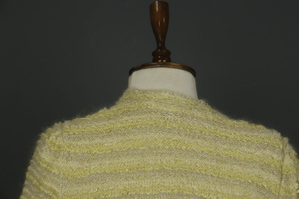 ESCADA Beige Knitted Casual Raglan Sleeve Metallic Open Front Cardigan – Size 38