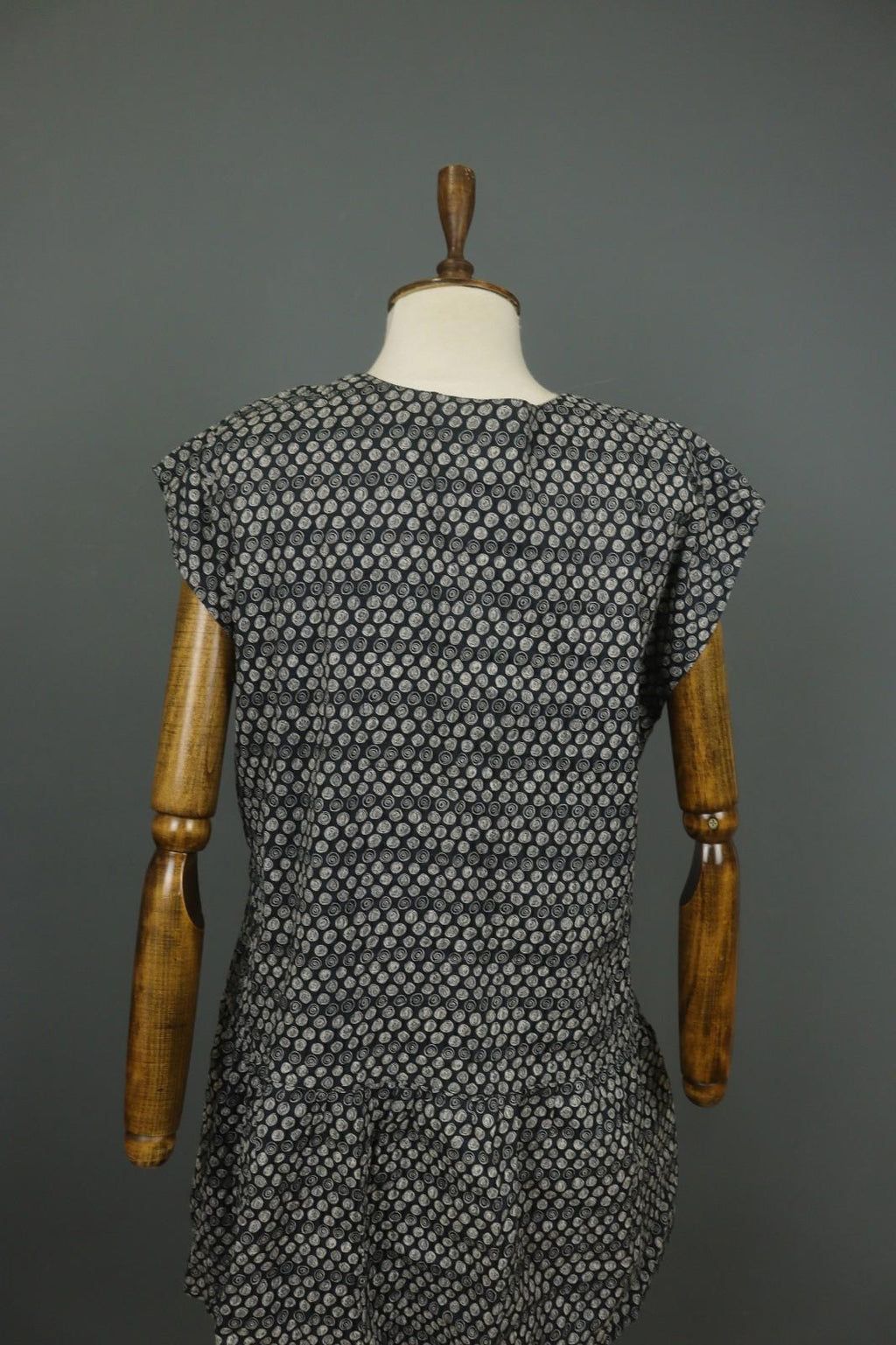 GUDRUN SJODEN Multi Polka Dot Cotton Square Neck Button Front Shirt Dress – Size L