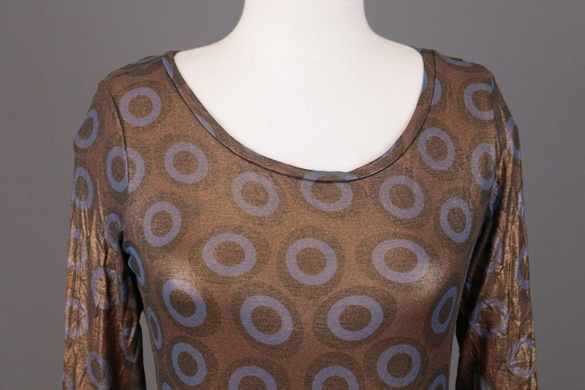 VERSACE JEANS COUTURE Brown Printed Stretch Long Sleeve Top Shirt – Size M