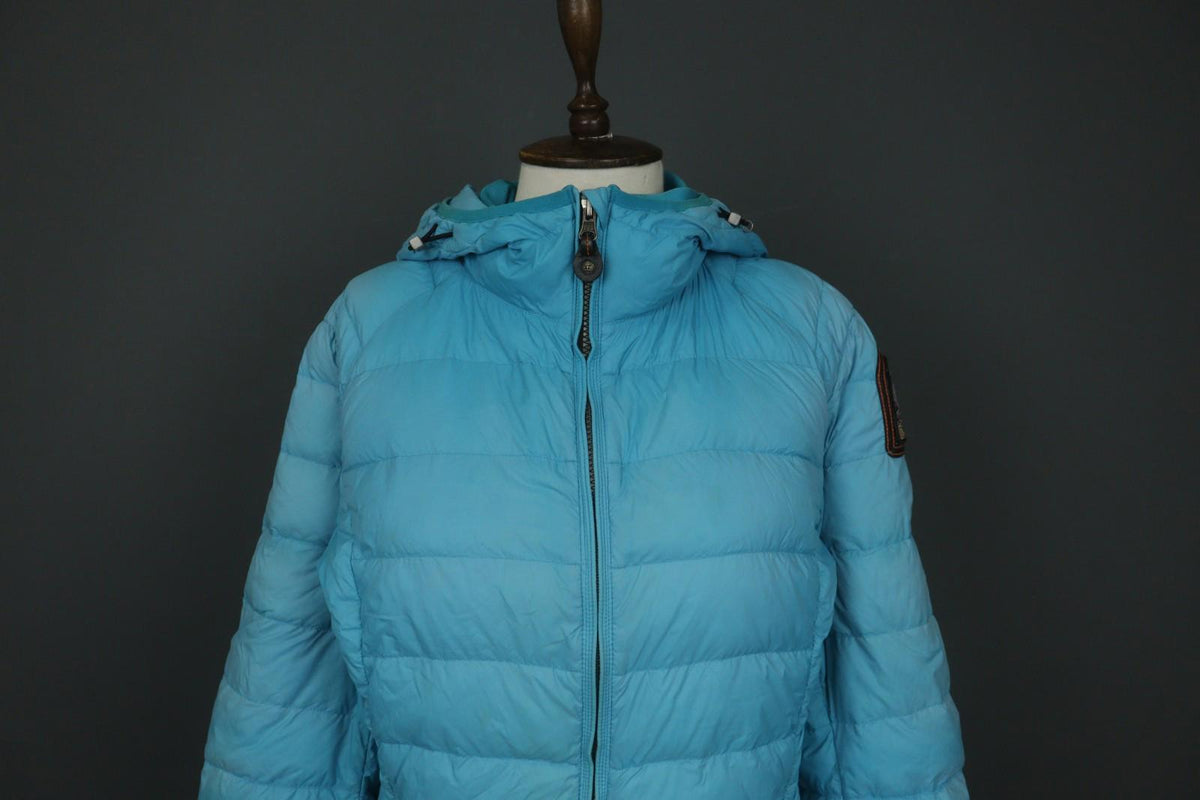 PARAJUMPERS Blue Down Super Lightweight Hooded Full Zip Puffer Jacket – Size 2XL