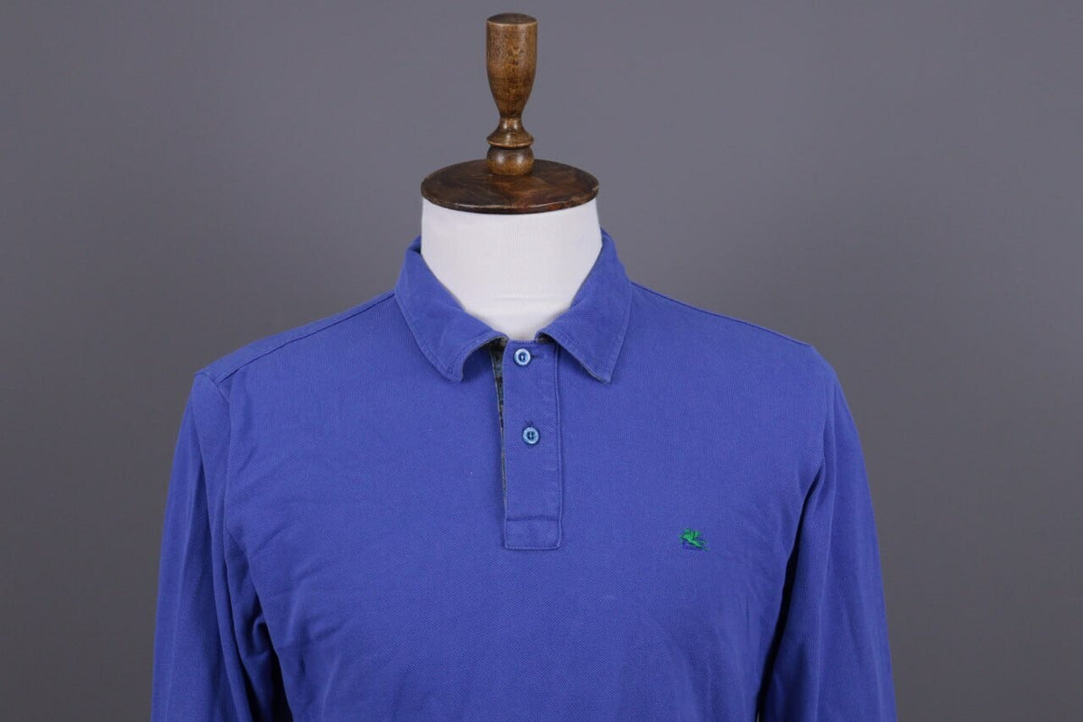 ETRO Milano Blue Collared Paisley Pullover Sweater – Size XL