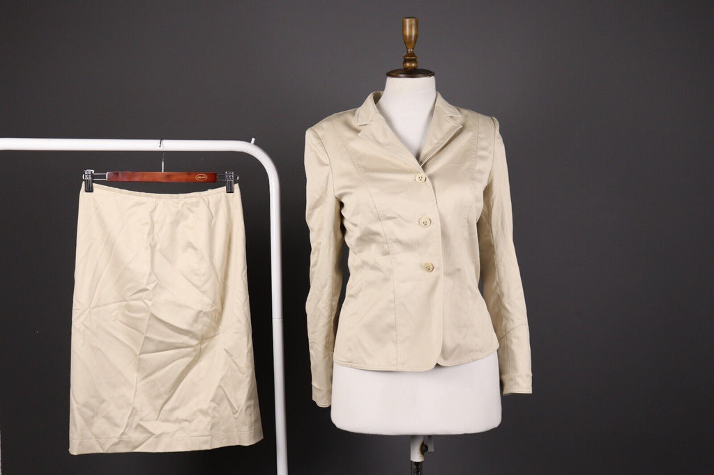 Escada Beige Formal Skirt Suit 2 Piece Blazer Jacket – Size 36