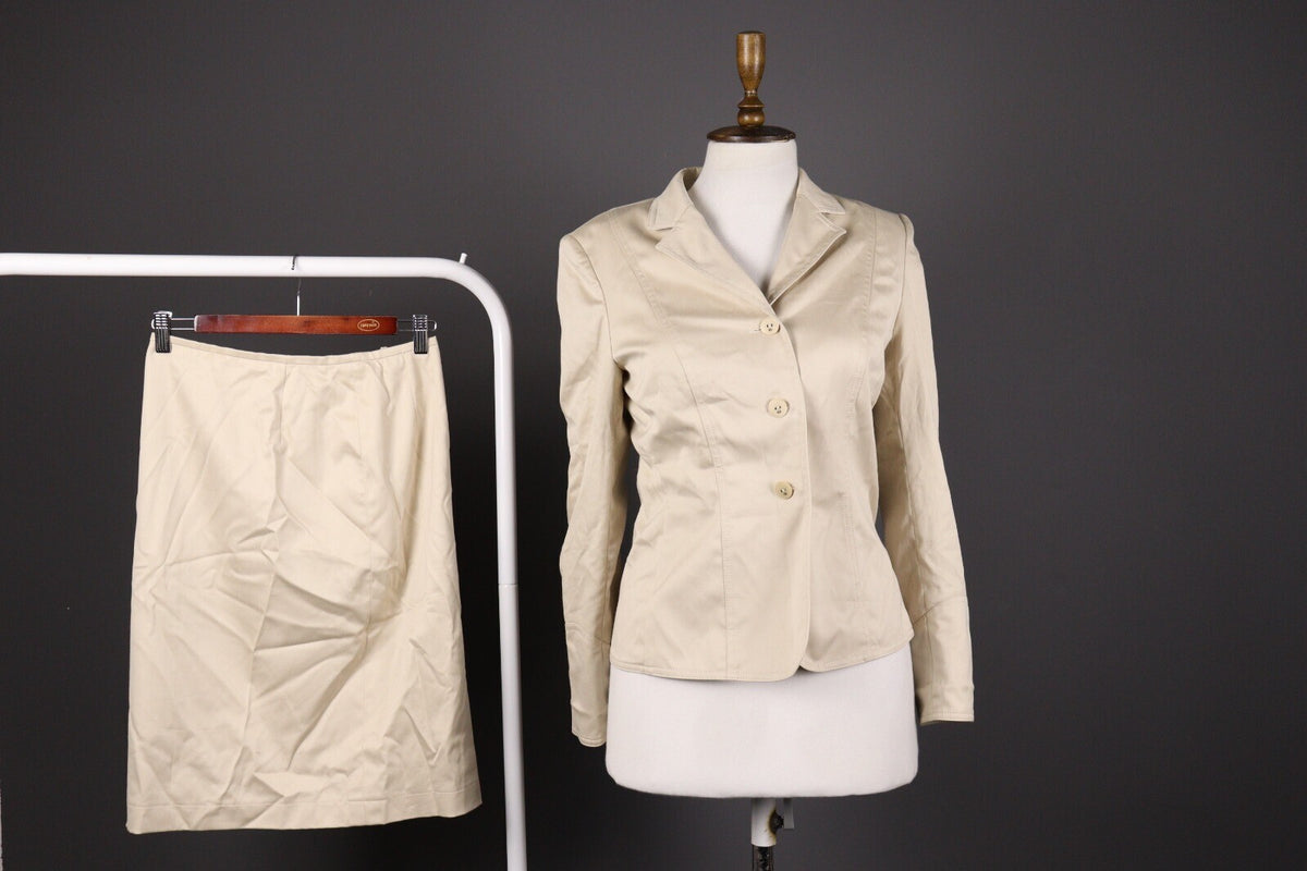 Escada Beige Formal Skirt Suit 2 Piece Blazer Jacket – Size 36