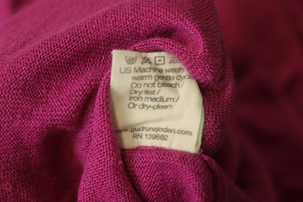GUDRUN SJODEN Pink Linen Long Sleeve Crew Neck Side Slit Pullover Tunic Top Sz M