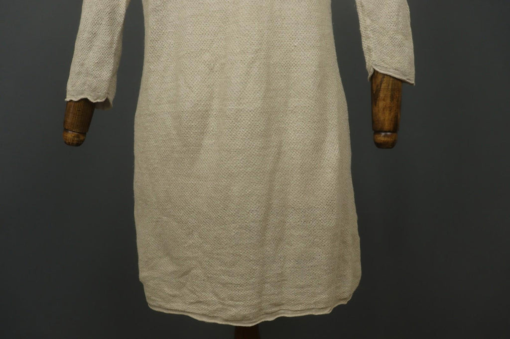 GUDRUN SJODEN Tan 100% Linen Long Sleeve Round Neck Pullover Shift Dress – Size S