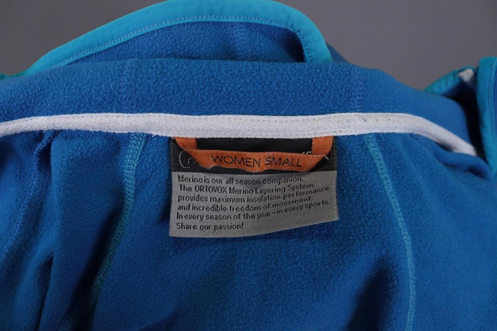 ORTOVOX Merino Wool Blue Full Zip Hooded Fleece Hiking Track Jacket – Size S