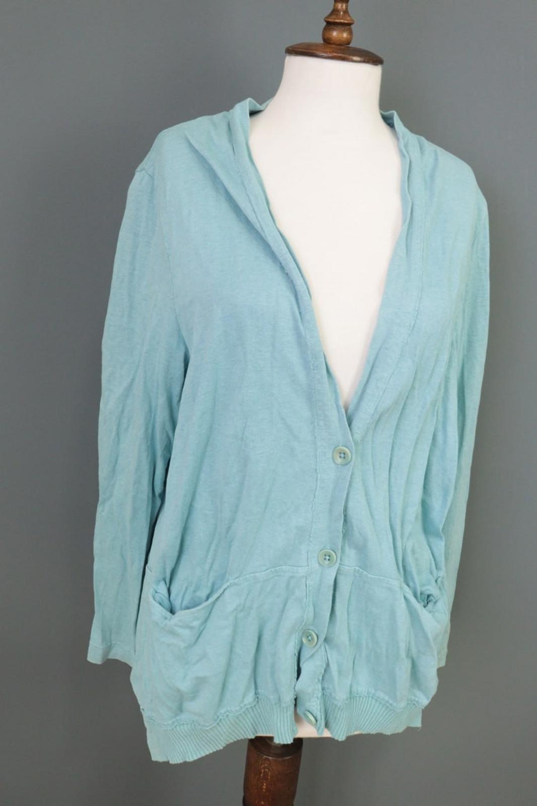 OSKA Blue Regular Fit V-Neck Raglan Sleeve Button Front Cardigan Sweater – Size 4