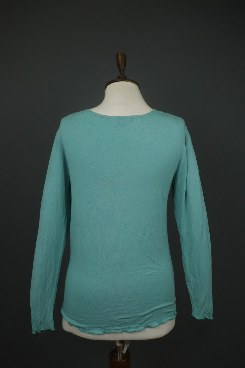 GUDRUN SJODEN Green Modal Knit Round Neck Long Sleeve Blouse Tunic Top – Size M
