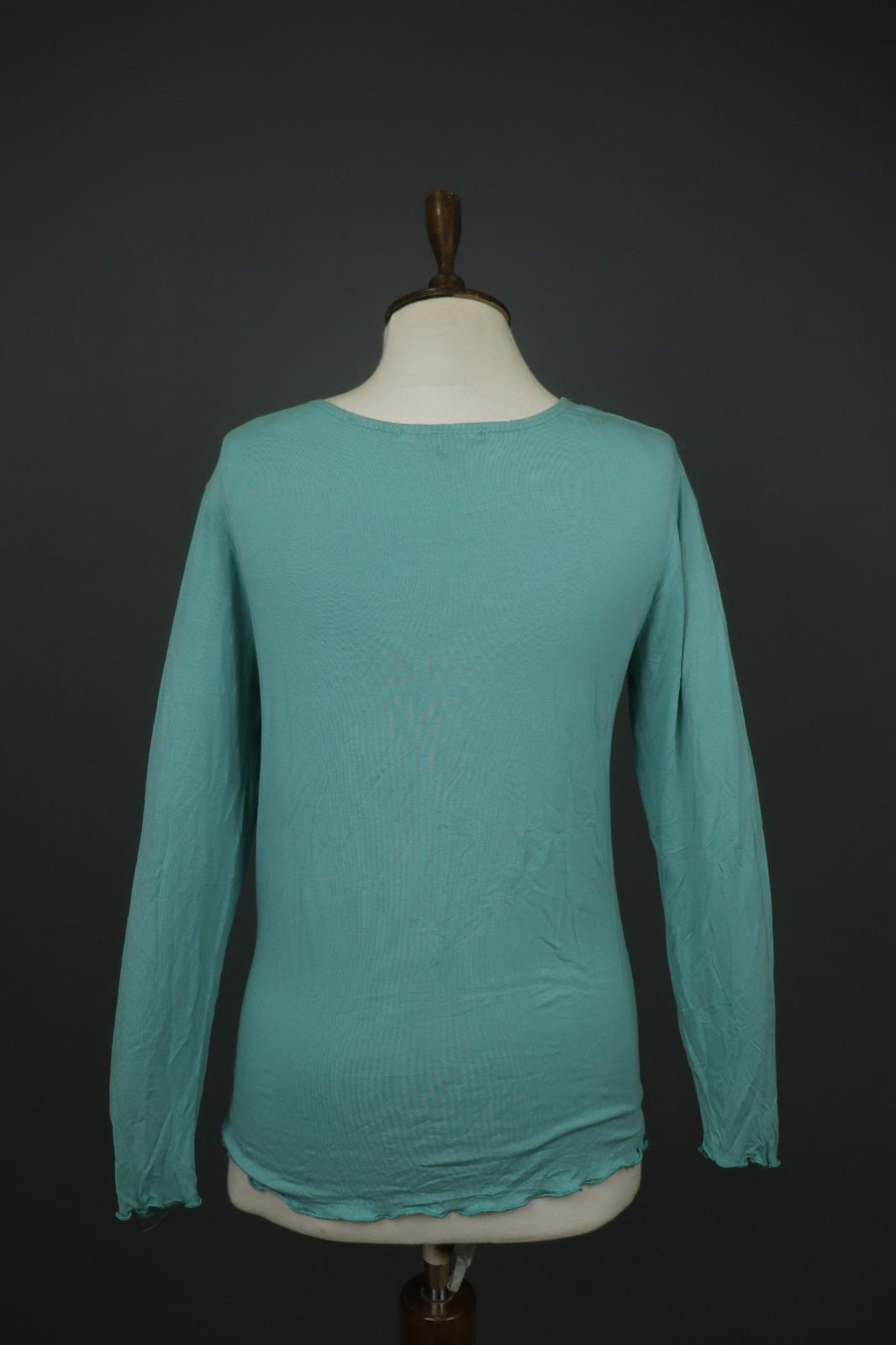GUDRUN SJODEN Green Modal Knit Round Neck Long Sleeve Blouse Tunic Top – Size M