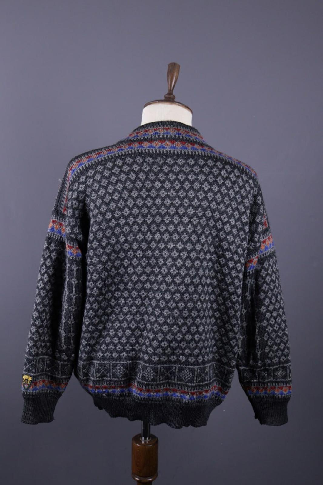 DALE OF NORWAY Sport Black Fair Isle Wool Knit Ski Sweater – Size XL