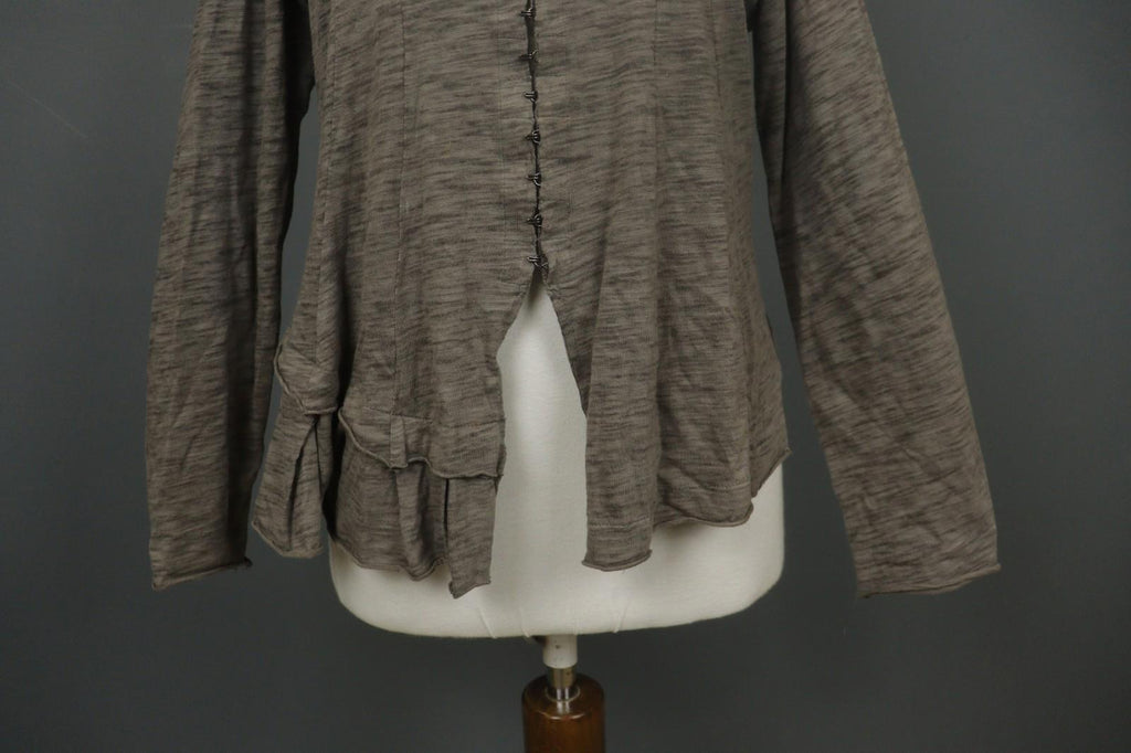 RUNDHOLZ Cardigan Heather Gray Casual Mock Neck Long Sleeve Hook & Eye – Size M