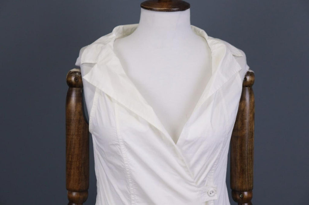 ANNETTE GORTZ Summer White Sleeveless Bodycon Wrape Midi Dress – Size 34