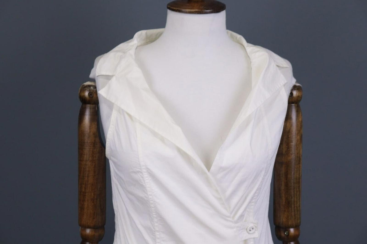 ANNETTE GORTZ Summer White Sleeveless Bodycon Wrape Midi Dress – Size 34