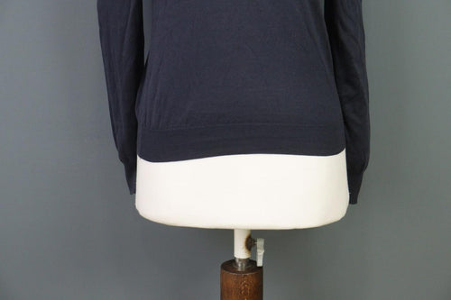 ACNE STUDIOS Blue Oval Stripe Silk Stretch Cropped Sweater – Size XXS