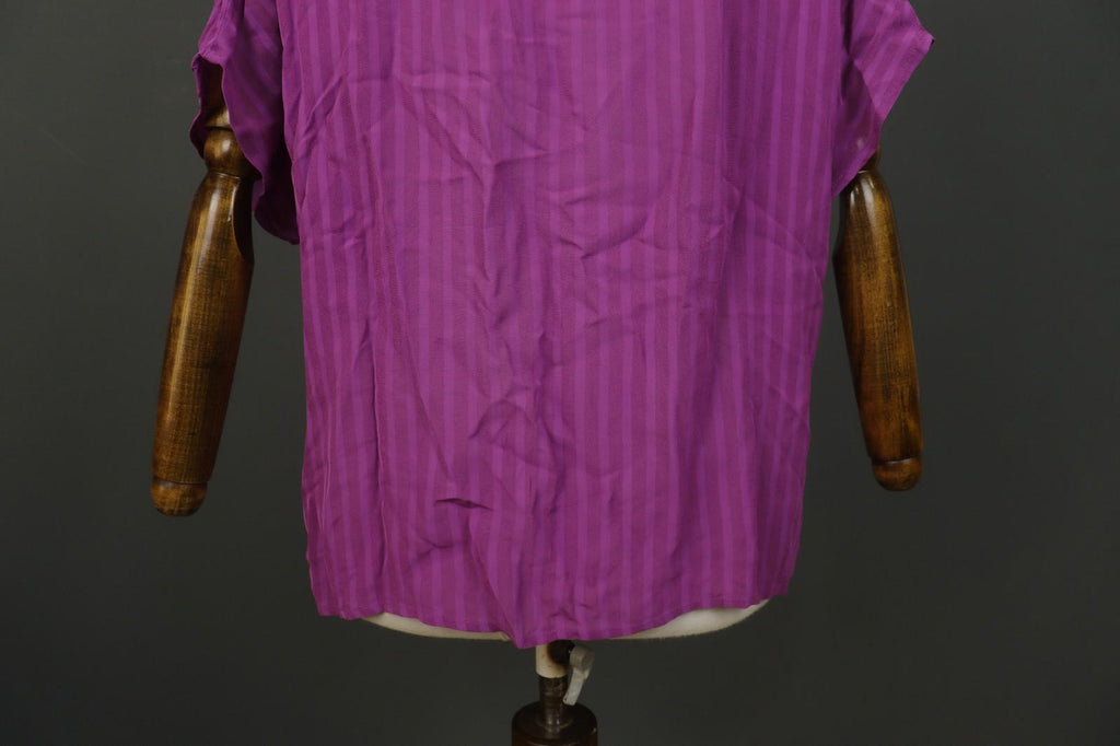 GUDRUN SJODEN Pink Striped 100% Viscose Short Sleeve Pullover Blouse Top Sz L/XL