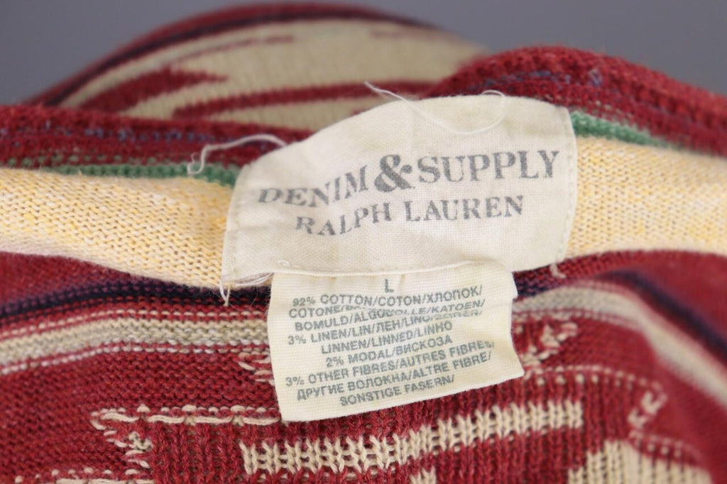 DENIM SUPPLY RALPH LAUREN Multicolor Aztec Linen Lagenlook Knited Sweater – Size L
