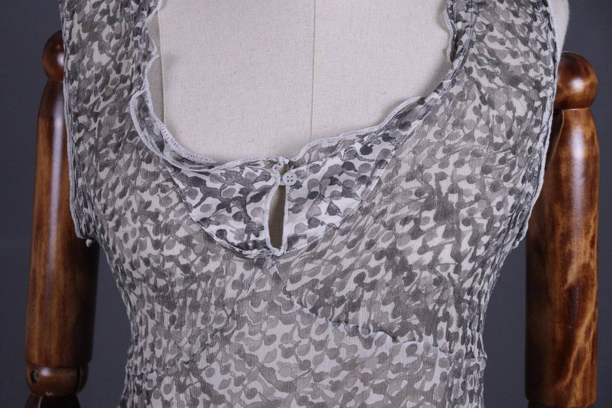 TRANSIT PAR SUCH Gray Silk Abstract Sleeveless Mesh Tank Top – Size M