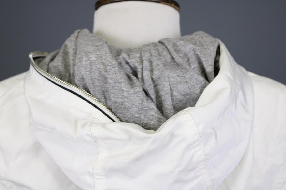DUVETICA White Lightweight Hooded Full Zip Long Jacket – Size 44