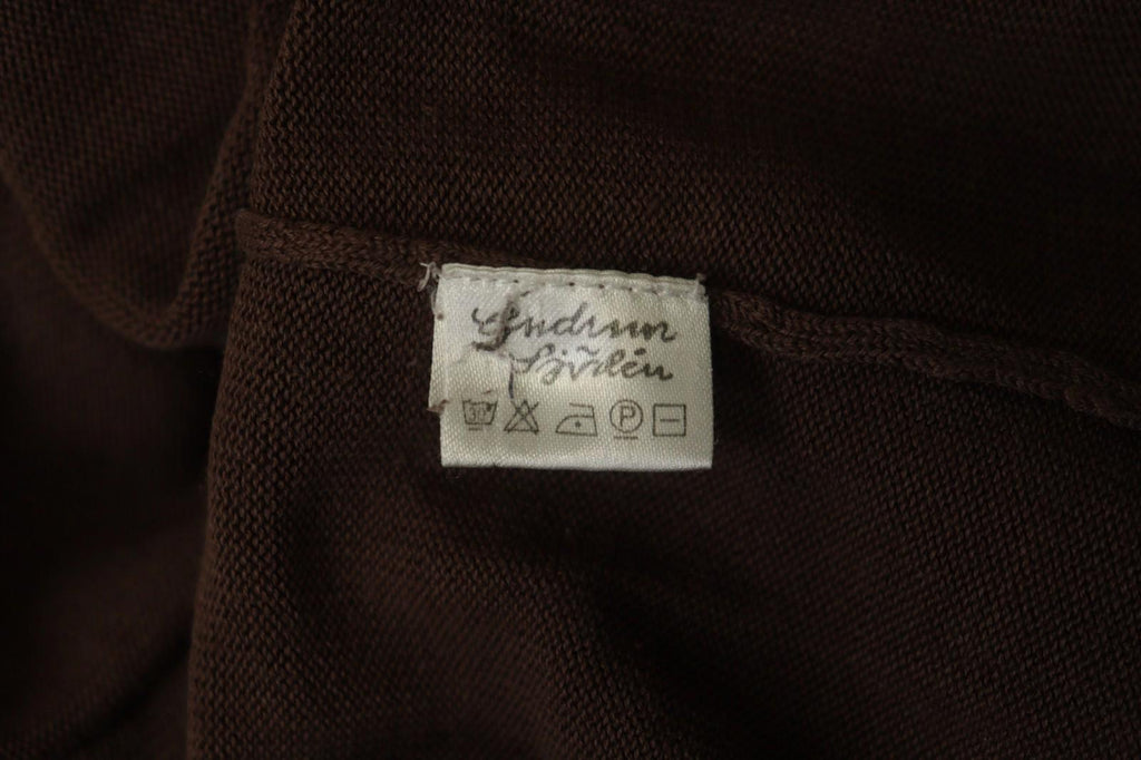 GUDRUN SJODEN Brown Silk Round Neck Long Sleeve Pullover Shirt Top – Size M