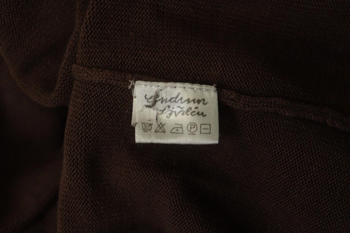 GUDRUN SJODEN Brown Silk Round Neck Long Sleeve Pullover Shirt Top – Size M