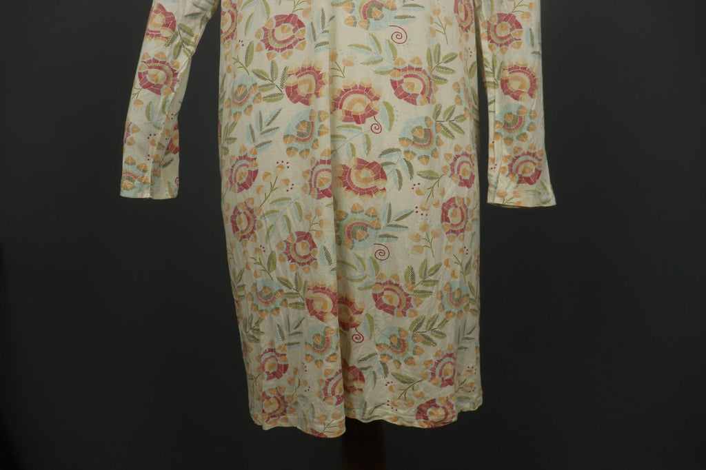 GUDRUN SJODEN Multicolor Floral Modal Long Sleeve Round Neck Shift Dress – Size L