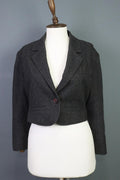 KENZO JUNGLE Gray One Button Knit Cropped Blazer Jacket