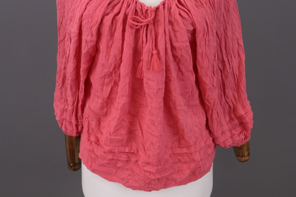 Denim & Supply Ralph Lauren Pink 3/4 Sleeve Drawstring Blouse Top Shirt – Size M