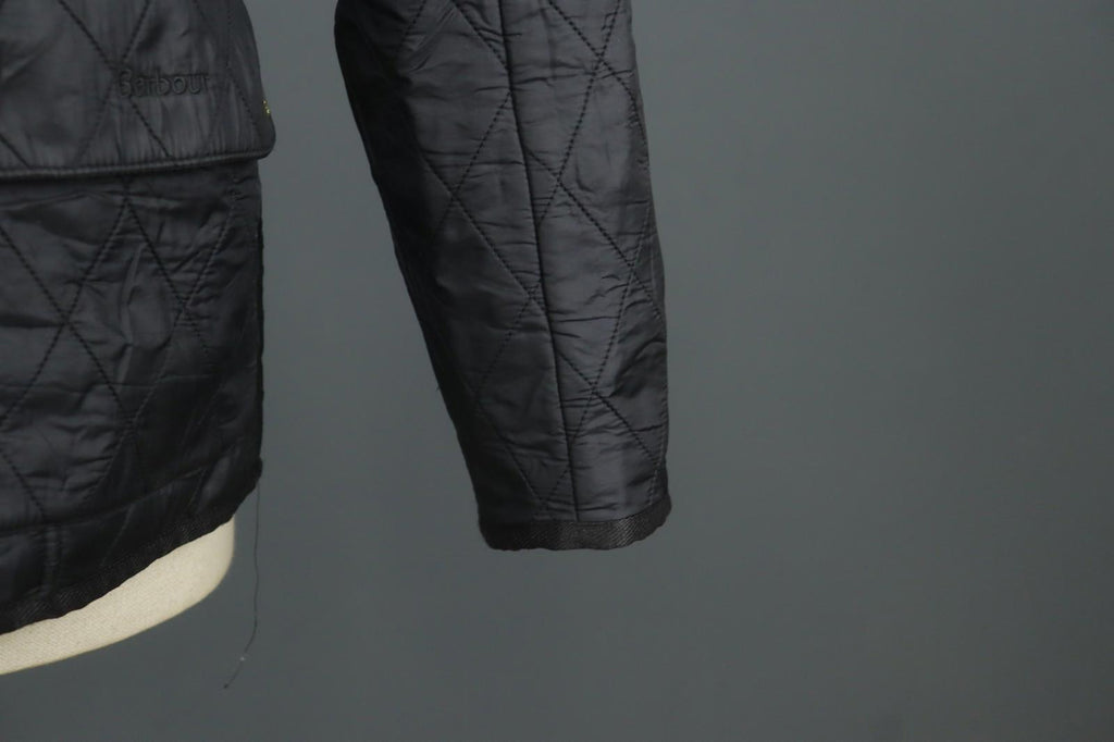 BARBOUR Black Belted Waist & Neck Long Sleeve Snap Front Quilted Jacket – Size 38