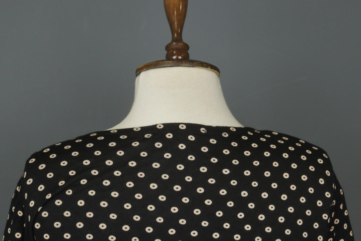 GUDRUN SJODEN Black Polka Dot Modal Long Sleeve Tie Waist Wrap Dress – Size M