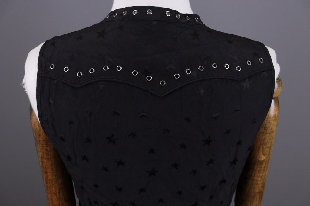 Zadig & Voltaire Deluxe Star Printed Sleeveless Black Tank Knee Length Dress