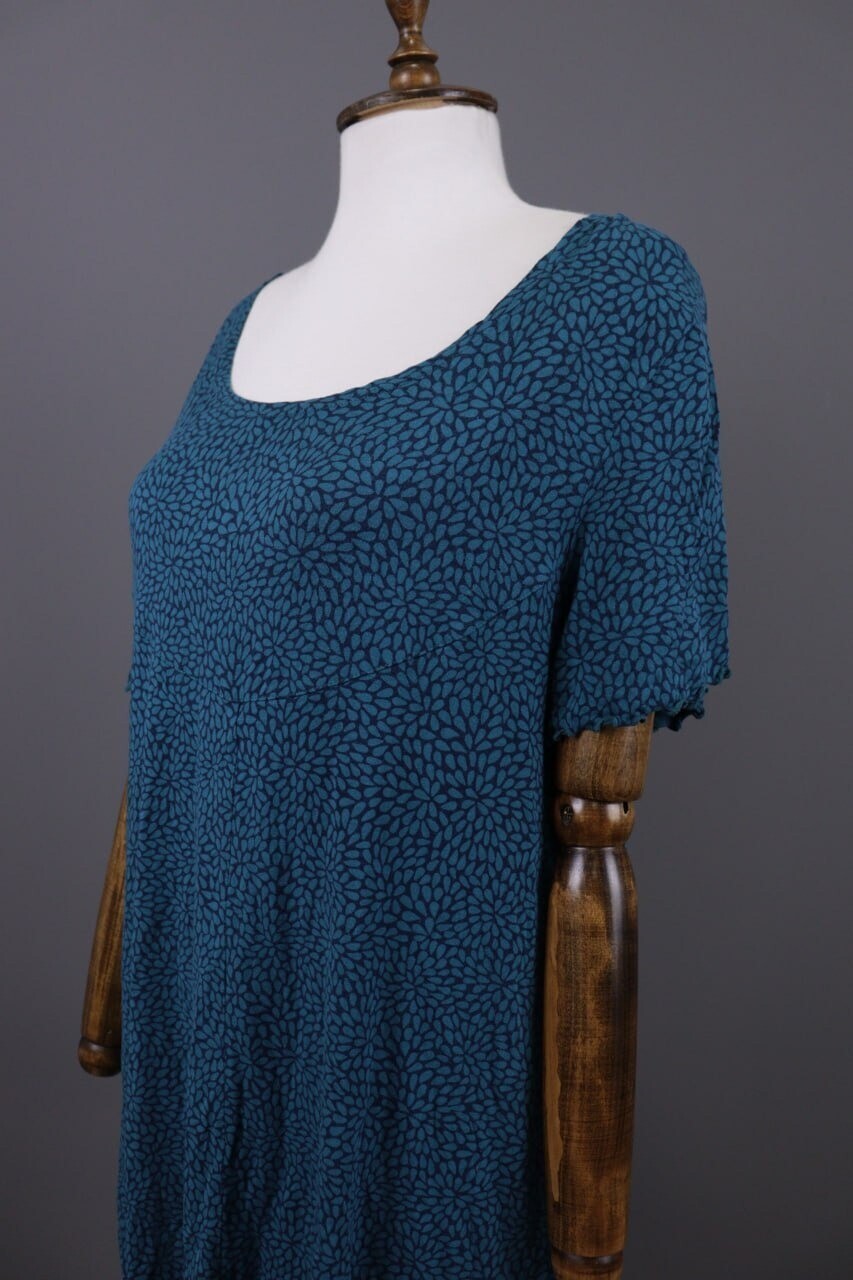 Gudrun Sjoden Blue Floral Oversize Lagenlook Long Sleeve Tunic Dress – Size L