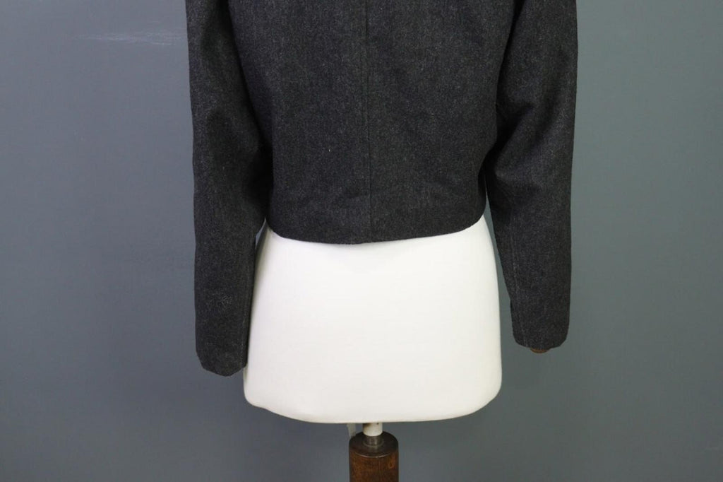 KENZO JUNGLE Gray One Button Knit Cropped Blazer Jacket