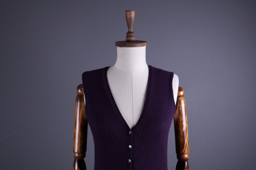 Brora Purple Wool Knit Vest Cardigan Sweater – Size S