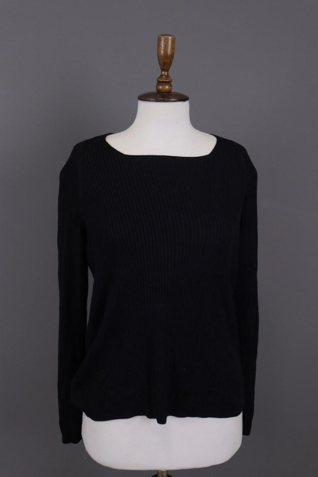 ANNETTE GORTZ Black Ribbed Cashmere Knit Cardigan Sweater – Size L