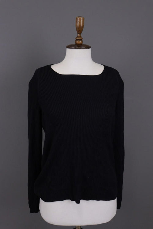 ANNETTE GORTZ Black Ribbed Cashmere Knit Cardigan Sweater – Size L