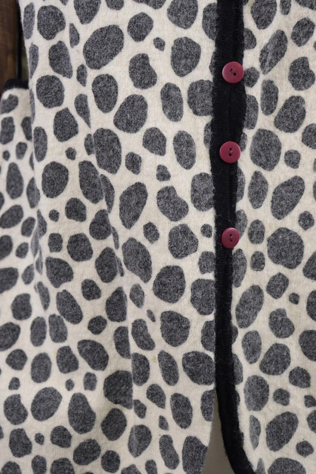 GUDRUN SJODEN Beige Leopard Print Wool Knit Vest Cardigan – Size L