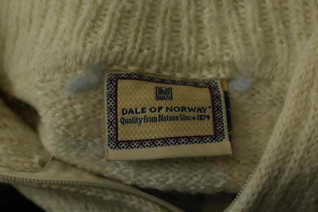 DALE OF NORWAY Blue & White Wool Knitted Mock Neck 1/4 Zip Ski Sweater – Size XS