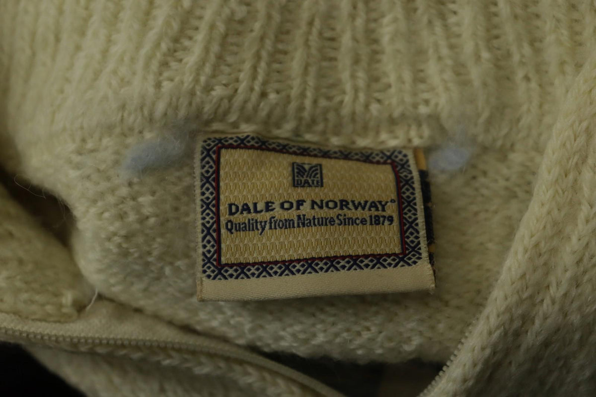 DALE OF NORWAY Blue & White Wool Knitted Mock Neck 1/4 Zip Ski Sweater – Size XS