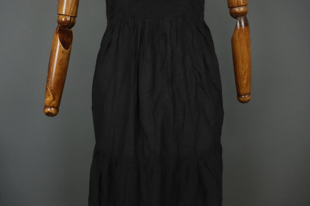 GUDRUN SJODEN Black 100% Cotton Sleeveless Square Neck Backless Tank Dress Sz S