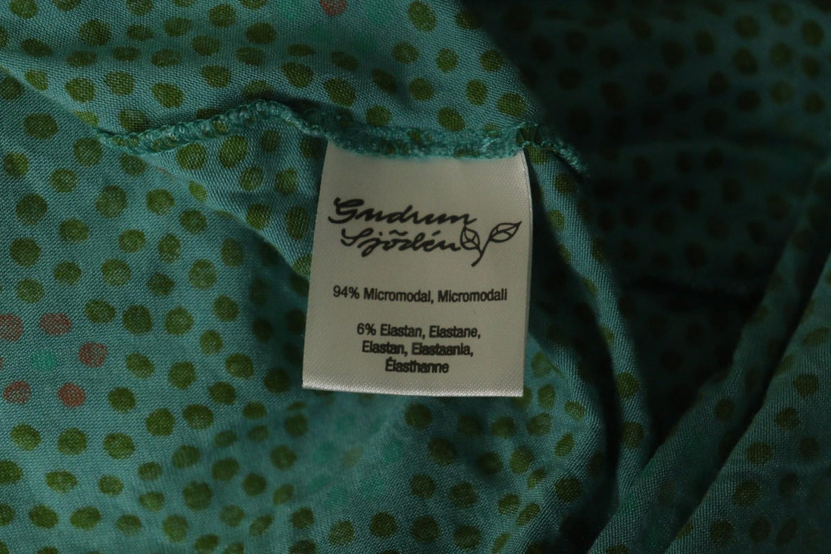 GUDRUN SJODEN Green Polka Dot V-Neck Long Sleeve Pullover Sheath Dress – Size M