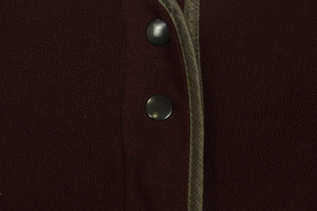 FRAUENSCHUH Burgundy V-Neck Long Sleeve Zip Pockets Button Front Fleece Jacket