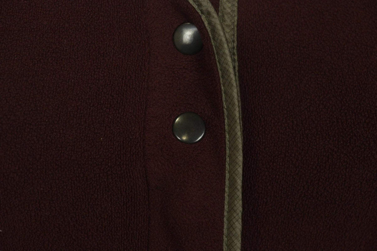 FRAUENSCHUH Burgundy V-Neck Long Sleeve Zip Pockets Button Front Fleece Jacket