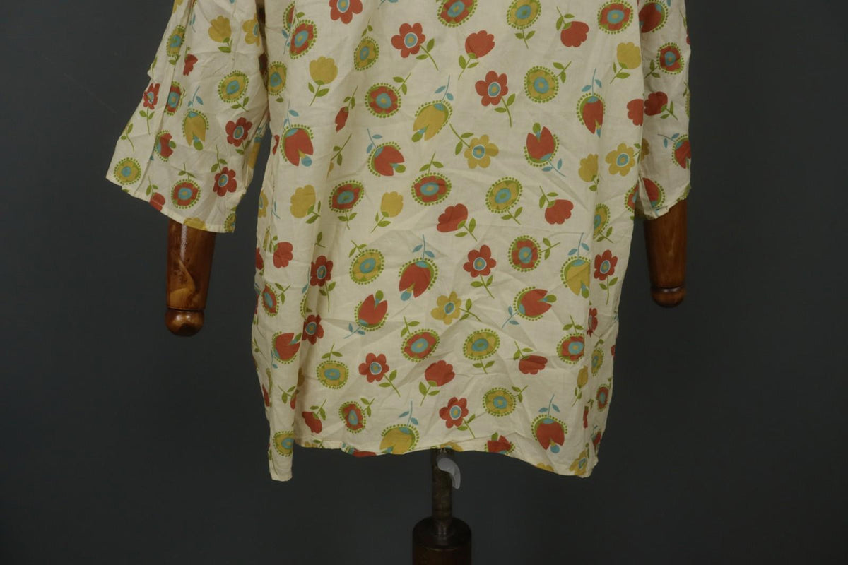 GUDRUN SJODEN Multi Floral Long Sleeve Crew Neck Short Shirt Dress – Size M