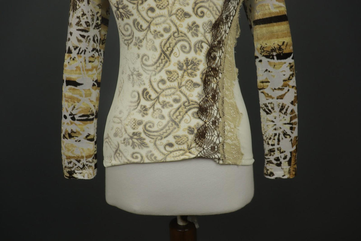 SAVE THE QUEEN Multi Lace Detail Slim Fit Scoop Neck Pullover Blouse Top – Size S