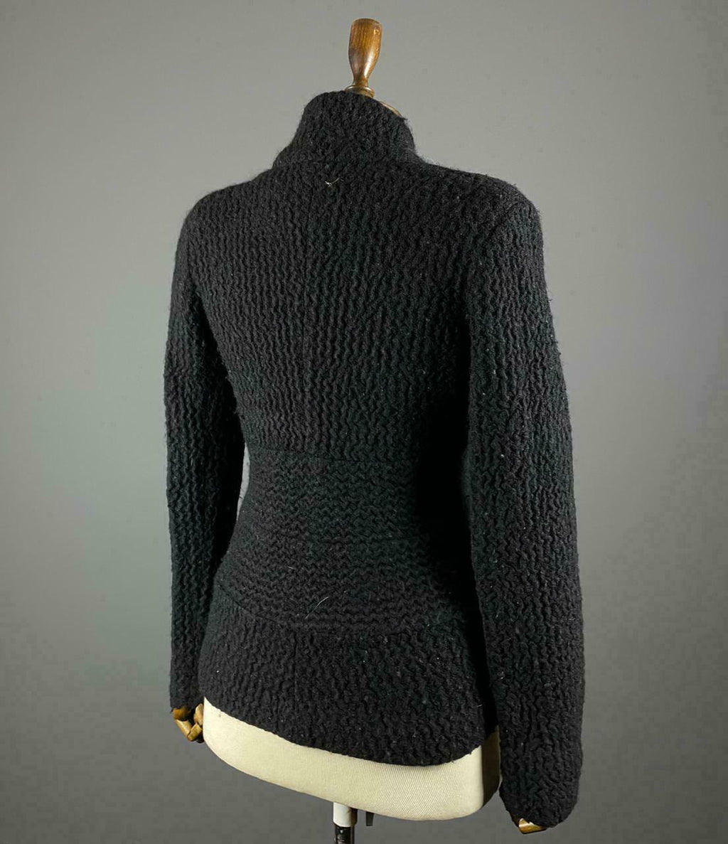 IRO Cody Black Shawl Asymmetric Zip Up Wool Jacket – Size 38