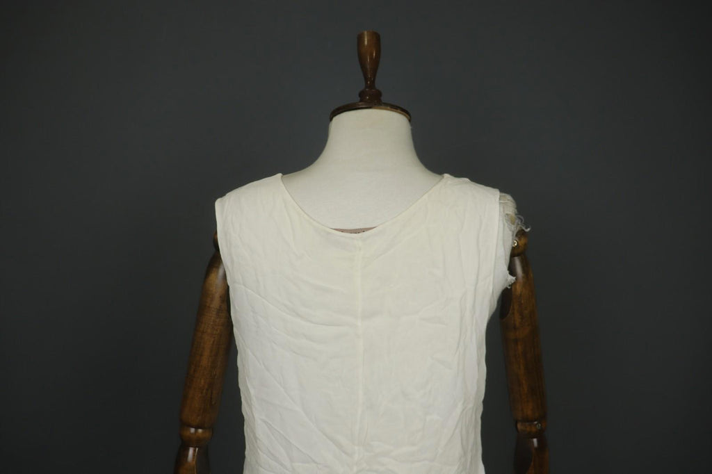 TRANSIT PAR-SUCH White 100% Viscose Sleeveless V-Neck Wide Strap Tank Dress Sz 4