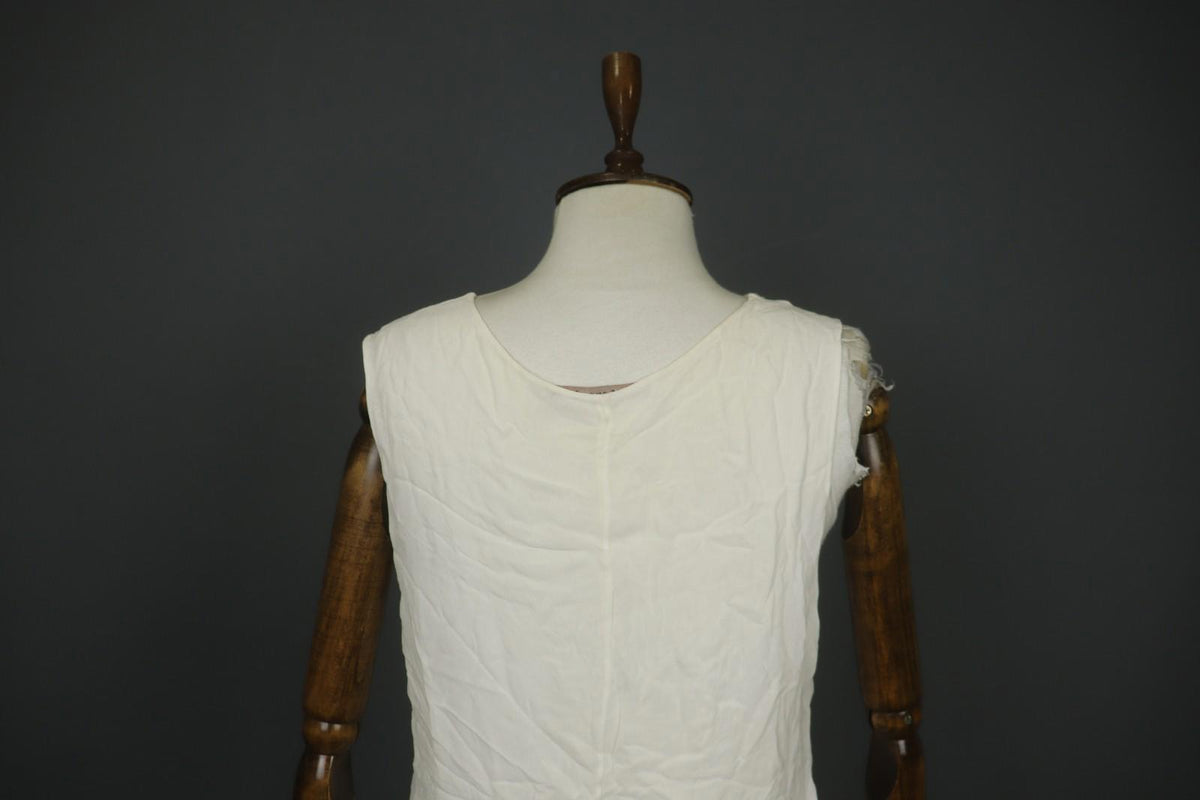 TRANSIT PAR-SUCH White 100% Viscose Sleeveless V-Neck Wide Strap Tank Dress Sz 4